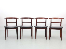 Mid-Century  modern scandinavian set of 4  chairs in rosewood model 465  by Helge Sibast