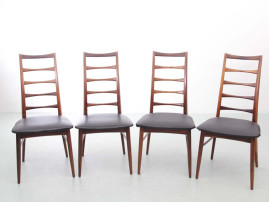 Mid-Century  modern scandinavian set of 4 teak chairs model Lis  by Niels Koefoed