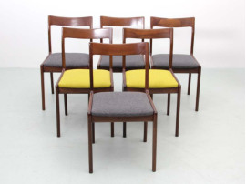 Mid-Century  modern scandinavian  set of 6 chairs in rosewood