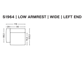 MAGS SOFT LOW module. Left armrest Large - S1964